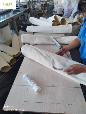 उच्च तापमान वाले सिलिकॉन गोंद के साथ 550GSM नोमेक्स फिल्टर बैग