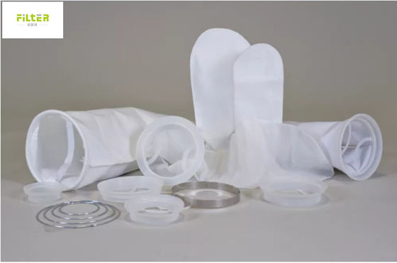 स्टील रिंग के साथ 100 माइक्रोन पीपी जाल तरल जल निस्पंदन बैग